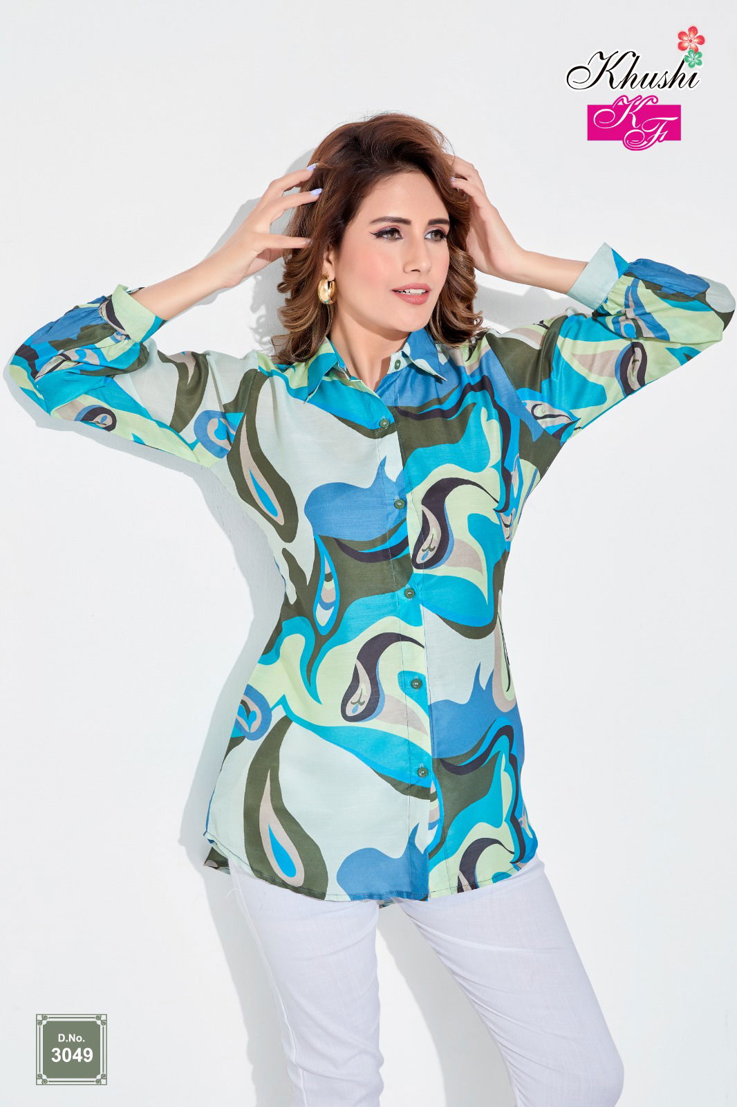 Designer Printed Office Wear Ladies Shirt Catalog